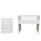 Mini Berço Moisés Alegria e Cômoda Infantil 103 Doce Sonho Branco Brilho Qmovi