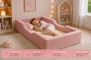 Mini Berço Moisés Estofada Infantil Rosa Método Montessori Com Colchão 92x38