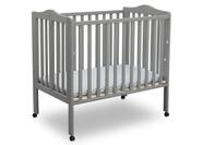 Mini berço portátil dobrável Delta Children Grey com colchão Mini berço portátil dobrável Delta Children Grey com colchão