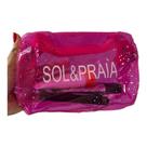 Mini Bolsa Necessaire Transparente Neon Feminina Verão Praia Passeio Bolsa de Mão ou Transversal
