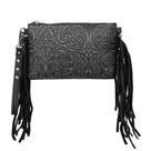 Mini bolsas tiracolo Montana West para mulheres, bolsa tipo carteira de cartão de crédito de couro bovino com franja de couro, borla MBB-MW1217-181BK