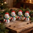 Mini Boneco de Neve 4 Peças Enfeite Decoracao Natal Ceramica Mini Boneco de Neve 4 Peças Enfeite Decoracao Natal Ceramica