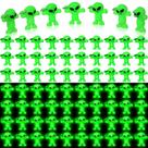 Mini bonecos alienígenas CroBlissful, 100 unidades que brilham no escuro, 3,5 x 2 cm