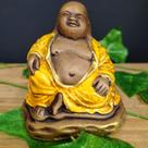 Mini buda da fortuna sentado amarelo 10cm