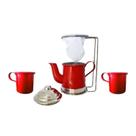 Mini Bule C/ Suporte Coador Filtro de Café e 2 Canecas 160ml
