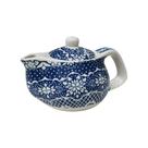 Mini Bule de Chá Japonês Porcelana Infusor Inox Chaleira Cor:Renda Flor Azul
