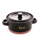 Mini Caçarola Cerâmica Love Preto Matt/Rosa 13x6cm - Bon Gourmet
