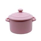 Mini Caçarola de Cerâmica com Tampa Rosa 250ml