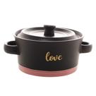 Mini Caçarola de Cerâmica Love Preto Matt e Rosa 16,5cmx12,5cmx8,5cm Wolff