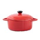 Mini Caçarola Gourmet Redonda Em Porcelana Vermelha 500ml