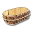 Mini Cachepot De Madeira De Pinus P Oval 19x10cm Decoração