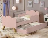 Mini Cama Angel Nuvem Com Auxiliar Proteção Lateral Estilo Moderno Para Quarto de Criança MDF
