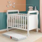 Mini Cama Berço Slim 2 em 1 Branco com Colchão Estrutura MDF