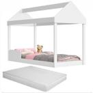 Mini Cama Casa Castelo Estilo Montessori MDF Segura com Grade Proteção Colchão Mini Cama Casa Castelo Estilo Montessori MDF Segura com Grade Proteção Colchão