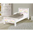 Mini Cama de Criança Infantil Adesivada o Unicórnio para Quarto Infantil com Visual Moderno