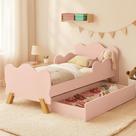 Mini Cama em MDF Com Auxiliar Sapateira Bicama Angel Nuvem Infantil cantos arredondados pés retro de madeira