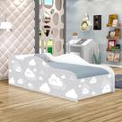 Mini Cama Fun Nuvens Cinza Infantil Com Colchão