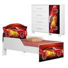 Mini Cama Infantil 153x79 e Comoda 4 Gavetas 1 Porta MDF Livia Decmade