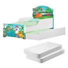 Mini Cama Infantil com Auxiliar Pop Dinos Amigos Com Colchões Mini Cama Infantil com Auxiliar Pop Dinos Amigos Com Colchões