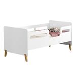 Mini Cama Infantil Juvenil Cecilia Estilo Retro Montessoriana Com Proteção Lateral Moderna Branco