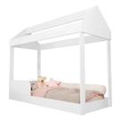 Mini Cama Infantil Montessoriana Com Proteção Lateral Casinha Branca MDF