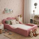 Mini Cama Infantil Montessoriana Pompom Espuma D26 Menina Menino Proteção Lateral Bege Rosa Azul Incluso Colchão