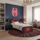 Mini Cama Infantil para meninos com Colchão + baú Aranha