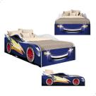 Mini Cama Infantil Solteiro Quarto Menino Carros Adesivada Azul Vermelha