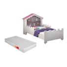 Mini Cama Magia Com Colchão D18 Casinha Castelo Infantil Branco e Rosa Mini Cama Magia Com Colchão D18 Casinha Castelo Infantil Branco e Rosa