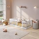 Mini Cama Montessoriana Giulia Madeira Maciça com Grade Branco - Casatema