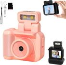 Mini câmera Retro Snap 1080P HD com flash LED de 16 GB/32 GB rosa
