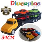 Mini Caminhão Cegonha 34CM Com 4 Carrinhos De Brinquedo Color - Brinquedos Infantil Caminhaozinho
