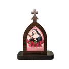 Mini Capela de Santa Rita de Cássia em MDF - Marrom Escuro - 7cm x 5,2cm