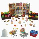 Mini carrinho de compras Playset kimo 180 unidades com caixa registradora Mini carrinho de compras Playset kimo 180 unidades com caixa registradora