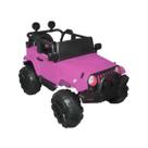 Mini Carro Jeep Elétrico Infantil Recarregável 12V Com Controle Remoto Luzes e Som Rosa ImportWay - BR028RS