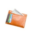 Mini carteira de couro com proteção RFID vintage marrom claro