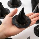 Mini chapéus de bruxa de Halloween para artesanato DIY, 12 peças - pretos