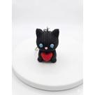 Mini chaveiro gato preto 3d com coração 4,5cm pingente decorativo para chaves bolsas e mochilas Mini chaveiro gato preto 3d com coração 4,5cm pingente decorativo para chaves bolsas e mochilas