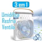 Mini Climatizador de Ar Portátil Umidificador Spray Gelado Com Luz 3 Velocidades de Ventilador