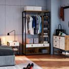 Mini Closet com Duas Gavetas e Corrediça Tescópica, Prateleiras, Pe com Regulagem