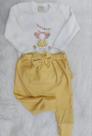 Mini co conunto body body manga longa elefanta com calca poa