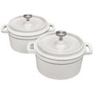 Mini cocotte de ferro fundido tipo Dutch oven 0,5 qt, conjunto com 2, branca Mini cocotte de ferro fundido tipo Dutch oven 0,5 qt, conjunto com 2, branca