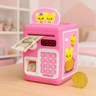 Mini Cofrinho Eletrônico Automático Notas Moedas Senha Rosa