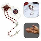Mini Colar Terço Medalha de São Bento Aroma de Rosas Prata 4 mm