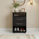 Mini Cômoda com 2 Nichos Multiuso e 2 Gavetas Preto Repleta