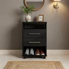 Mini Cômoda com Gavetas e 2 Nichos Multiuso Preto Repleta