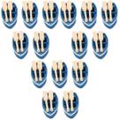 Mini conjunto de barcos de madeira azul com pás de canoa para decoração de fadas
