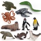 Mini conjunto de bonecos de animais oceânicos, 10 unidades - creme marinho de PVC realista