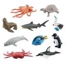 Mini conjunto de bonecos de animais oceânicos, 10 unidades - PVC realista