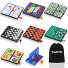 Mini conjunto de jogos de tabuleiro de viagem WinStem 8 em 1 com bolsa de armazenamento